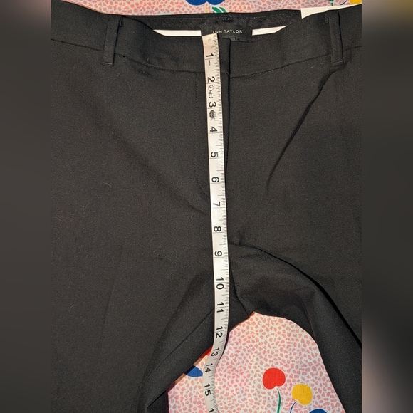 The Straight Ann Taylor Pants Black Mid Rise Bi-stretch Viscose Elastane 8 NEW - Picture 9 of 12